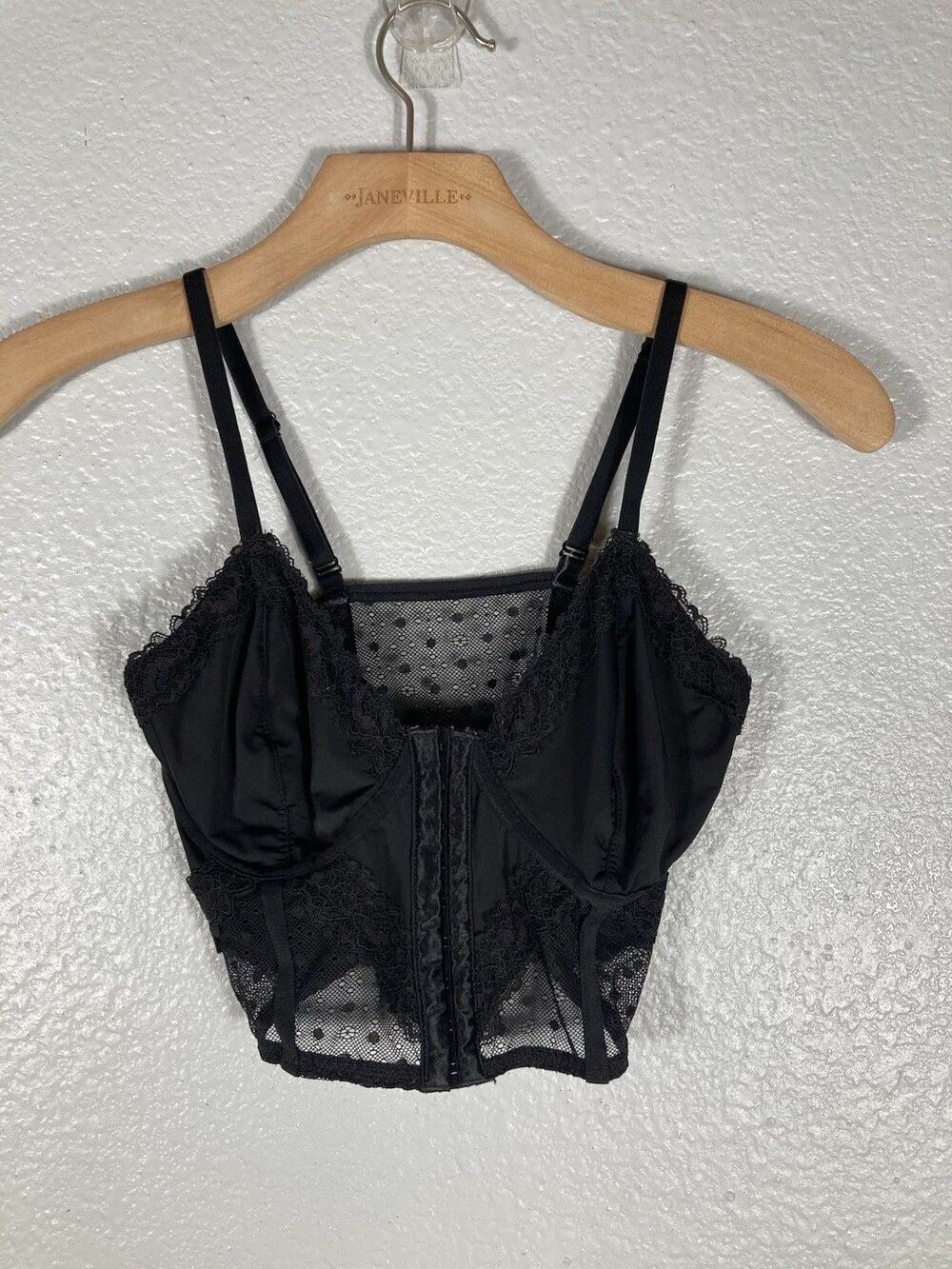 BLACK CORSET STYLE TANK TOP BUSTIER SMALL MEDIUM BRALETTE